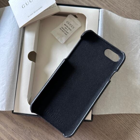 GUCCI Printed Logo Leather iPhone 8 Plus Case Black w/ Gift Box 549078-572353 - Picture 6 of 9